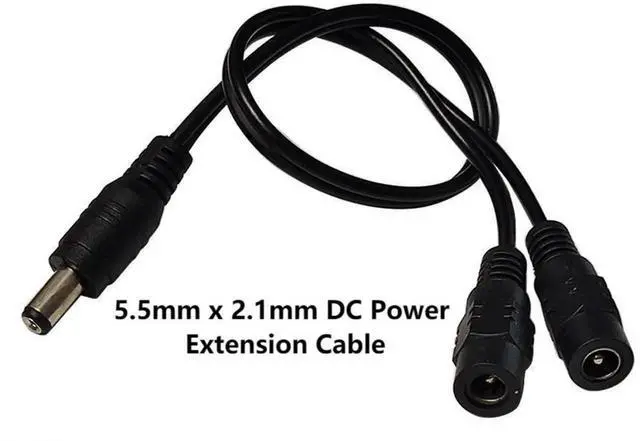 Alt view image 3 of 7 - Aomoproing  DC Y Splitter Cable 1 Male to 2 Female 5.5mm x 2.1mm DC Power Extension Adapter Cable for Surveillance,Camera,Router 30cm/11.81inch 2pcs