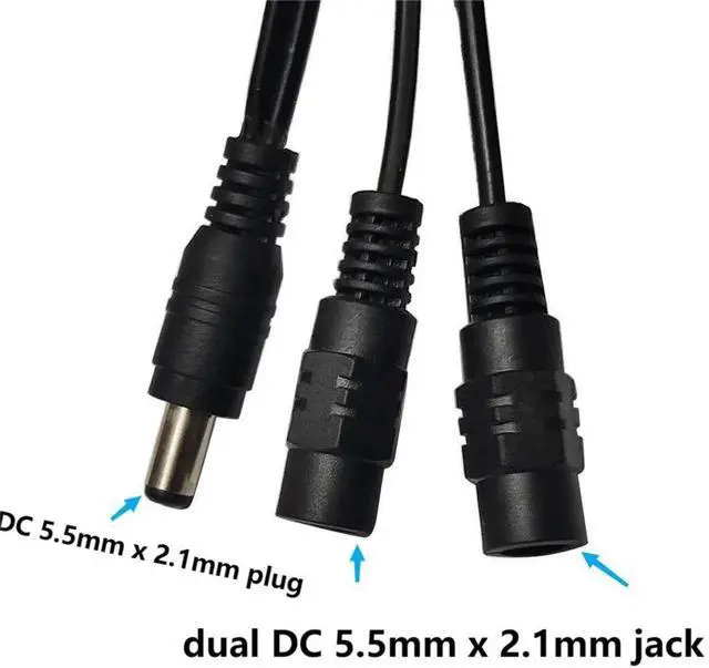 Alt view image 2 of 7 - Aomoproing  DC Y Splitter Cable 1 Male to 2 Female 5.5mm x 2.1mm DC Power Extension Adapter Cable for Surveillance,Camera,Router 30cm/11.81inch 2pcs