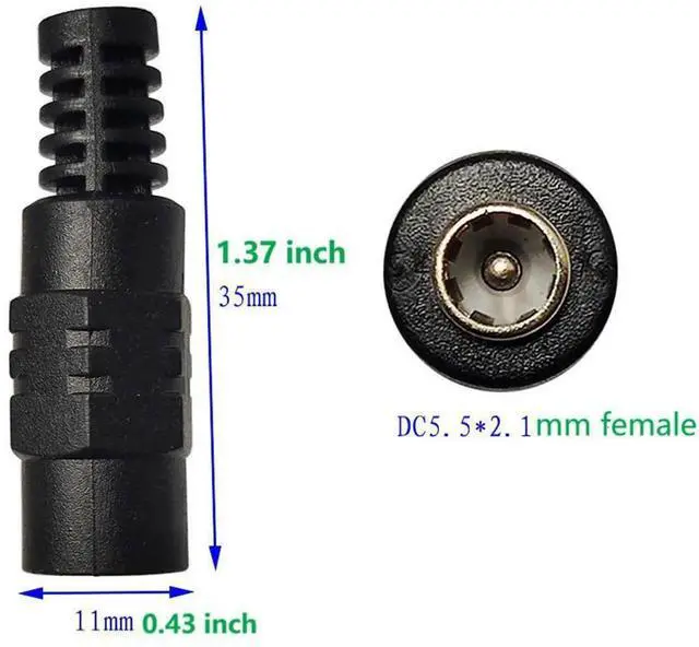 Alt view image 7 of 7 - Aomoproing  DC Y Splitter Cable 1 Male to 2 Female 5.5mm x 2.1mm DC Power Extension Adapter Cable for Surveillance,Camera,Router 30cm/11.81inch 2pcs