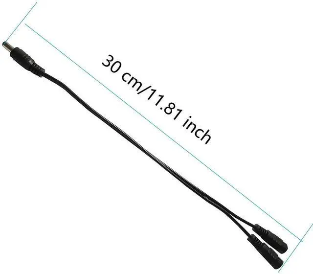 Alt view image 6 of 7 - Aomoproing  DC Y Splitter Cable 1 Male to 2 Female 5.5mm x 2.1mm DC Power Extension Adapter Cable for Surveillance,Camera,Router 30cm/11.81inch 2pcs