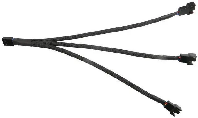 Alt view image 5 of 5 - Aomoproi2pcs 4 Pin PWM Fan Splitter Cable, Black Sleeved Case Fan Braided Adapter Cable 1 to 3 Converter Y Splitter for Computer PC CPU Cooling Fan ATX Case 4-Pin/3-Pin Extension Power Cable 10 Inches