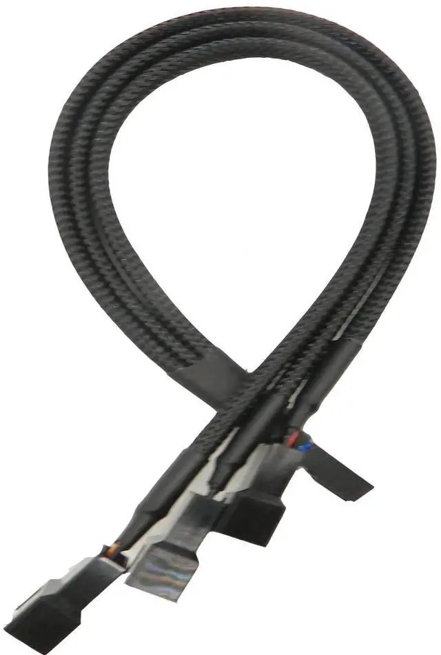 Alt view image 3 of 5 - Aomoproi2pcs 4 Pin PWM Fan Splitter Cable, Black Sleeved Case Fan Braided Adapter Cable 1 to 3 Converter Y Splitter for Computer PC CPU Cooling Fan ATX Case 4-Pin/3-Pin Extension Power Cable 10 Inches