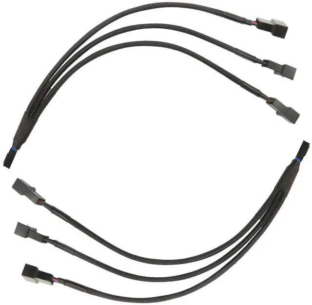 Alt view image 2 of 5 - Aomoproi2pcs 4 Pin PWM Fan Splitter Cable, Black Sleeved Case Fan Braided Adapter Cable 1 to 3 Converter Y Splitter for Computer PC CPU Cooling Fan ATX Case 4-Pin/3-Pin Extension Power Cable 10 Inches