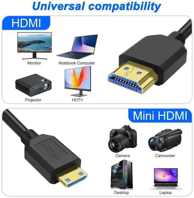 Alt view image 4 of 7 - AOMOPROING 8K Mini HDMI to HDMI 2.1 Coiled Cable Mini HDMI Male to HDMI Male Spring Bidirection Adapter Cord Support 8K@60Hz 4K@120Hz 48Gbps for Camera/Camcorder/Latop/Tablet -1.2M/3.9FT