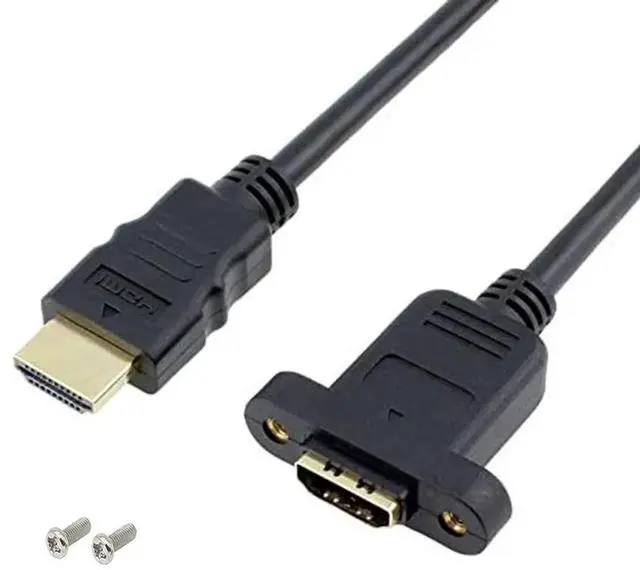 Alt view image 5 of 5 - AOMOPROING Panel Mount HDMI Extension Cable High Speed HDMI Male to Female Extension Cable with Screw Nut Support 4K Resolution for Blu Ray Player, 3D TV, Roku, Xbox360,Black (3.3FT/1M)