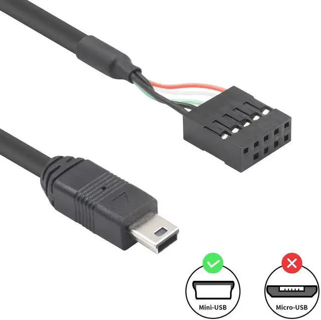 Alt view image 4 of 6 - Aomoproing Mini USB to Motherboard Cable 1.65FT/50CM, Mini USB Male to 9pin Female Cable forcomputer motherboards 2pack