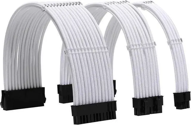 Main image of AOMOPROING Sleeve Extension Power Supply Cable Kit 18AWG ATX 24P+ EPS 8-P+PCI-E8-P with Combs for PSU to Motherboard/GPU (White)