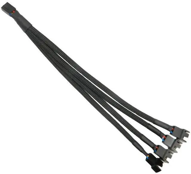 Alt view image 4 of 5 - 4 Pin PWM 1 to 4 Fan Splitter Cable, Black Sleeved Case Fan Braided Adapter Cable Converter Y Splitter for Computer PC CPU Cooling Fan ATX Case 4-Pin/3-Pin Extension Power Cable 10 Inches