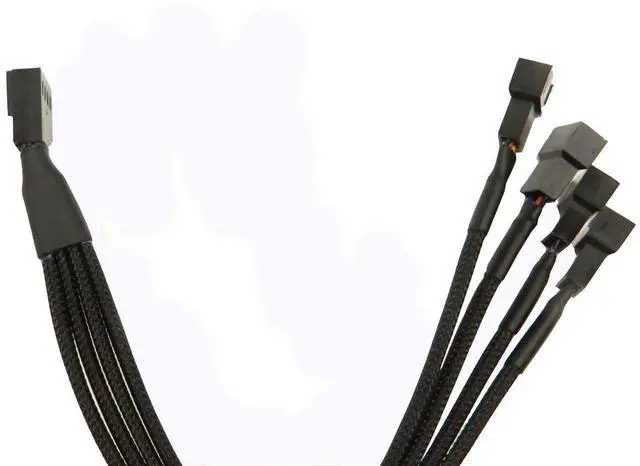 Alt view image 2 of 5 - 4 Pin PWM 1 to 4 Fan Splitter Cable, Black Sleeved Case Fan Braided Adapter Cable Converter Y Splitter for Computer PC CPU Cooling Fan ATX Case 4-Pin/3-Pin Extension Power Cable 10 Inches