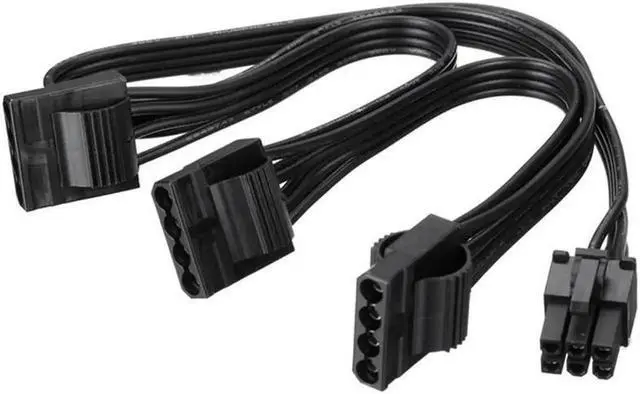 Main image of 6Pin Male 1 to 3 IDE Female Power Supply Splitter Extension Cable for Molex 4Pin Port Multiplier