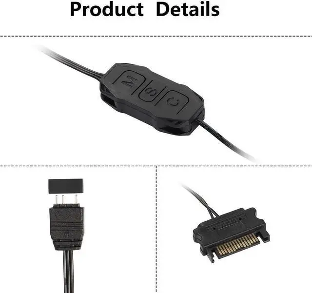 Alt view image 6 of 7 - Aomoproing  ARGB Controller 5V 3 Pin RGB Controller Cable,SATA Power Supply Light Stripe Controller-1 pcs