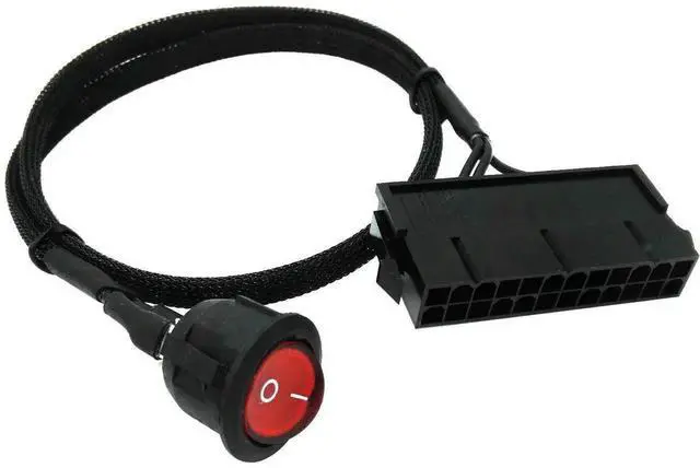 Main image of ATX Power Jumper Cable, 24 Pin ATX Red LED Power On/Off Switch Bridge Adapter Braided 21.5-inch(55cm)