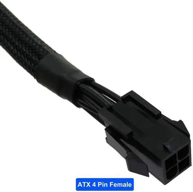 Alt view image 3 of 4 - Aomoproing  2-Pack 4 to 8 CPU Power Adapter, ATX to Motherboard CPU 8 Pin Converter, Sleeved Cable, 9.5-inch (24cm) with ATX 4 Pin Port