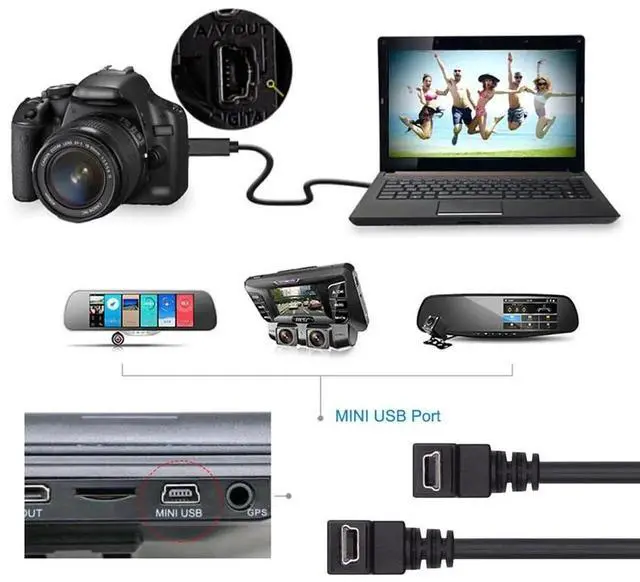 Alt view image 7 of 7 - Aomoproing Mini USB B Type Down & Up Angled 90 Degree to USB 2.0 Male Data Power Cable 2pcs/lot 50cm