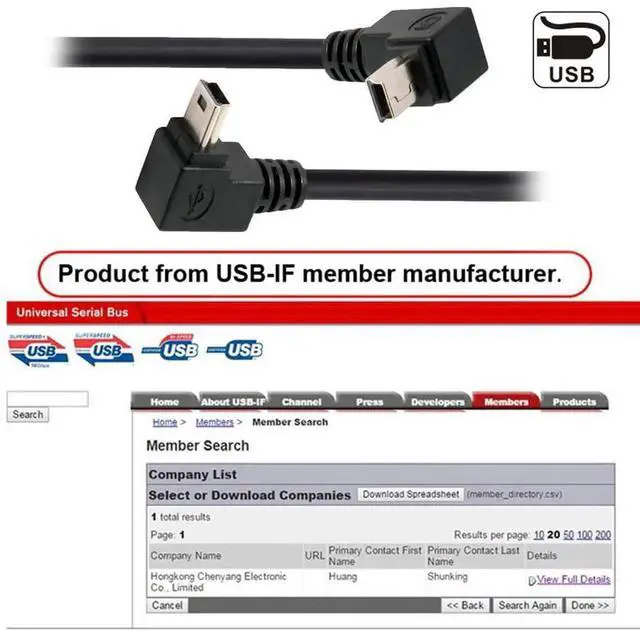 Alt view image 6 of 7 - Aomoproing Mini USB B Type Down & Up Angled 90 Degree to USB 2.0 Male Data Power Cable 2pcs/lot 50cm