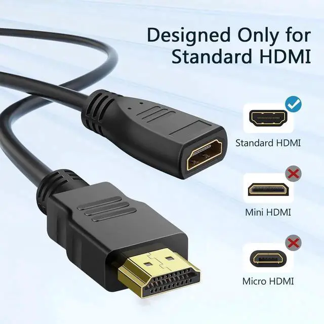 Alt view image 7 of 7 - AOMOPROING HDMI Extender Cable 6 Feet, 2 Pack HDMI Adapter Cables for HDTV, Monitor, PC, Laptop, Projector