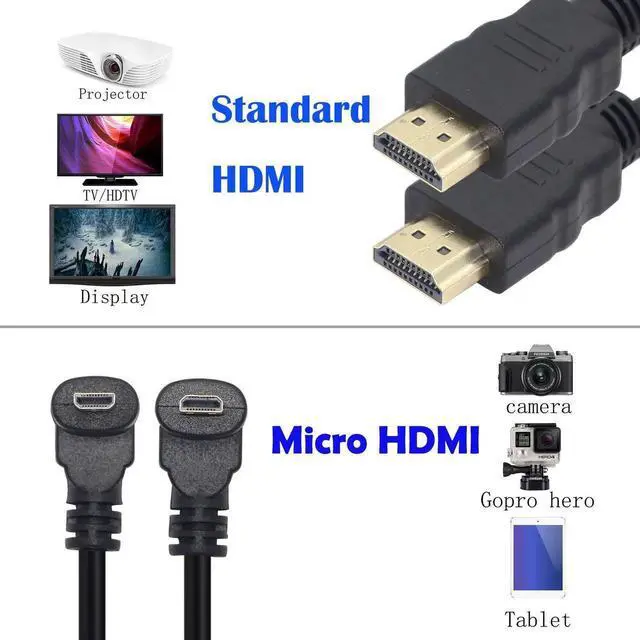 Alt view image 2 of 5 - AOMOPROING Micro HDMI Male to HDMI Male 50CM 90 Degree Angle Adapter (2Pack - Up & Down Angle) - Supports 3D, 4K, 1080P, Ethernet, Audio Return