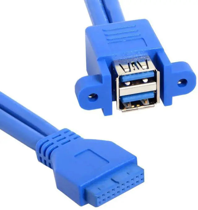 Alt view image 2 of 7 - Aomoproing Stackable USB 3.0 Female Panel Type to Motherboard 19Pin 20Pin Header Cable 5Gbps Dual Ports 50cm