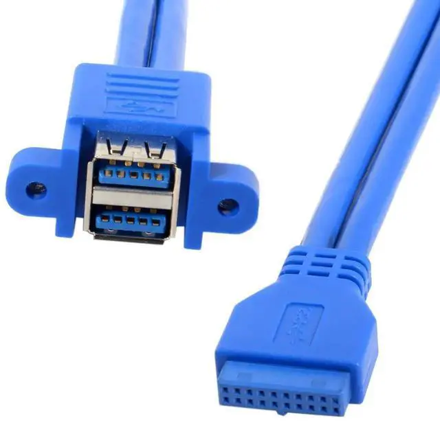 Alt view image 3 of 7 - Aomoproing Stackable USB 3.0 Female Panel Type to Motherboard 19Pin 20Pin Header Cable 5Gbps Dual Ports 50cm