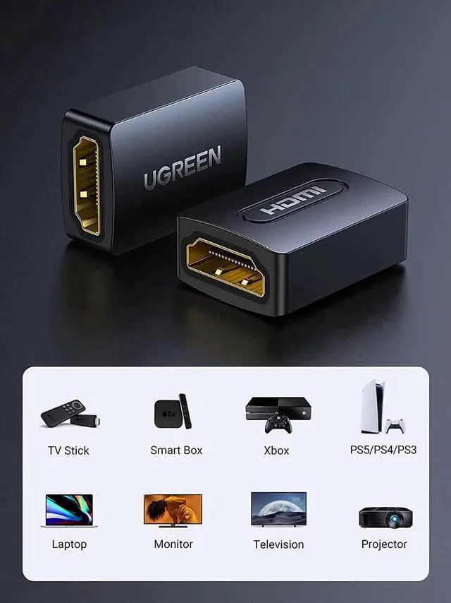 Alt view image 5 of 7 - AOMOPROING HDMI Coupler 2 Pack 4K HDMI Adapter Female to Female HDMI Connector 3D 4K HDMI Extender Compatible with HDTV Roku TV Stick Chromecast Nintendo Switch Xbox One Playstation PS4 Laptop PC