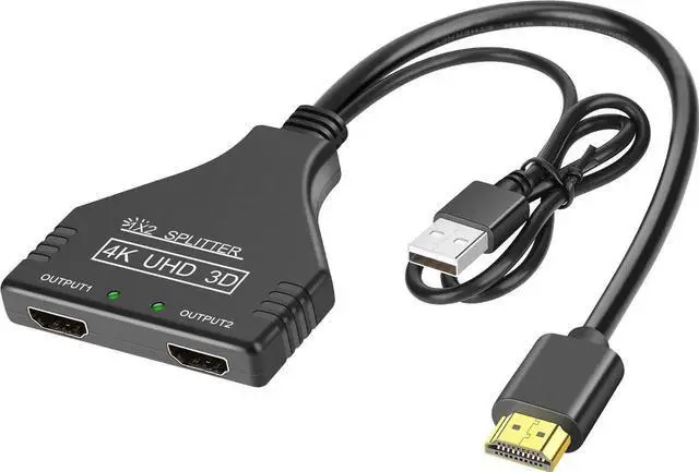Main image of AOMOPROING 4K HDMI Splitter 1 in 2 Out Cable, USB Powered HDMI Splitter for Dual Monitors Only Duplicate/Mirror Male to 2 Female Double HDMI Adapter Support 3D 1080P