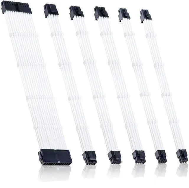 Main image of Aomoproing   Braided ATX Sleeved Cable Extension Kit for Power Supply Cable Kit, PSU Connectors, 24 Pin, 8 Pin, 6 Pin 4 + 4 Pin, 6 Pack, with Cable Comb 24 Pieces Set 24-Pin, 8-Pin, 6-Pin