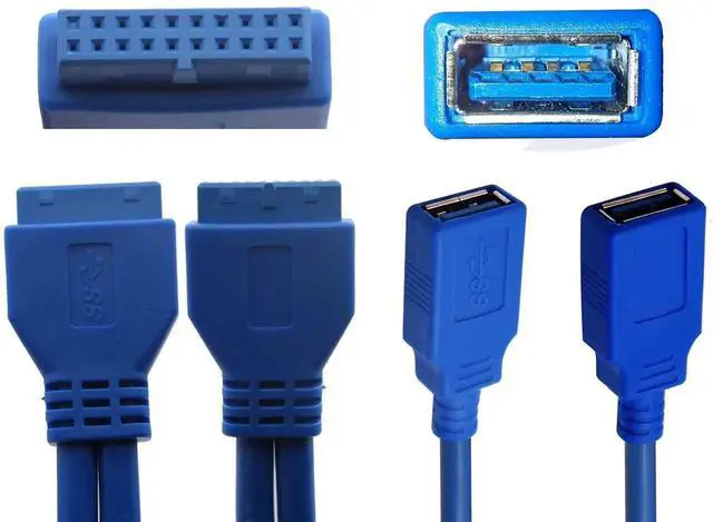 Alt view image 2 of 7 - Aomoproing 20 Pin Y Splitter Cable Dual Port USB 3.0 A Female to 20 Pin Female Motherboard Header Cable for USB Ports Directly to Computer Motherboard Backward Compatible with USB 2.0/1.0 (30cm-USB F)