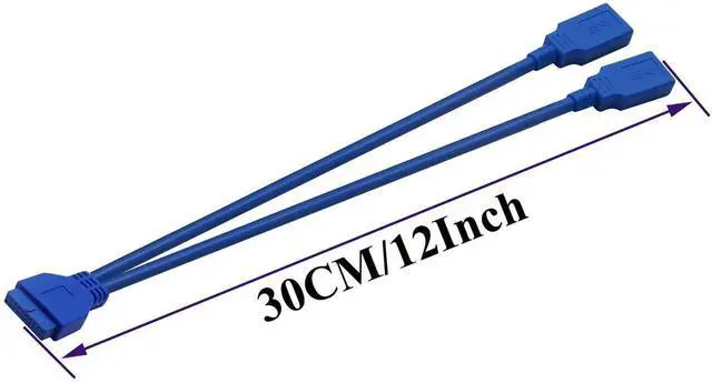 Alt view image 6 of 7 - Aomoproing 20 Pin Y Splitter Cable Dual Port USB 3.0 A Female to 20 Pin Female Motherboard Header Cable for USB Ports Directly to Computer Motherboard Backward Compatible with USB 2.0/1.0 (30cm-USB F)