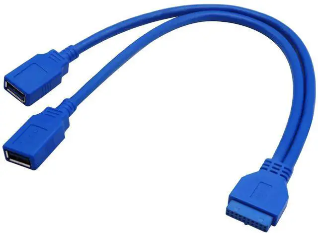 Alt view image 4 of 7 - Aomoproing 20 Pin Y Splitter Cable Dual Port USB 3.0 A Female to 20 Pin Female Motherboard Header Cable for USB Ports Directly to Computer Motherboard Backward Compatible with USB 2.0/1.0 (30cm-USB F)