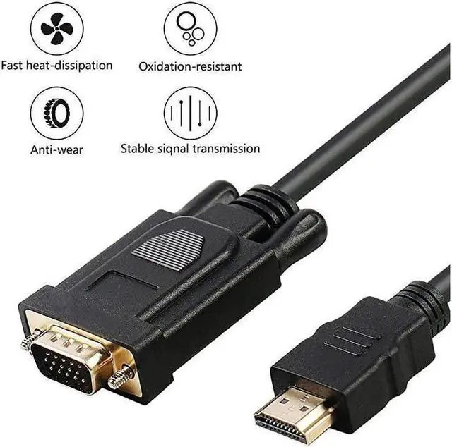 Alt view image 6 of 7 - AOMOPROING HDMI to VGA GoldPlated HDMI to VGA 6 Feet Cable Male to Male Compatible for Computer Desktop Laptop PC Monitor Projector HDTV Raspberry Pi Roku Xbox and More