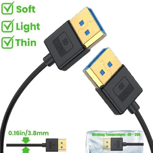 Alt view image 4 of 5 - AOMOPROING 1ft DisplayPort UHD Silicone Cable, OD 3.8mm Ultra Thin HDMI DisplayPort 1.4V Cord, Straight Male to Straight Male DP 32.4Gbps Ultra High Speed Cable, 8K@60Hz