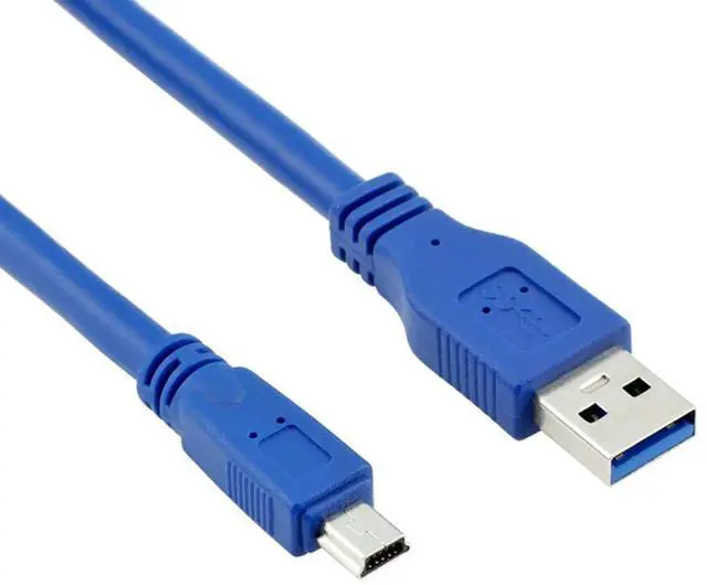 Alt view image 4 of 5 - Aomoproing SuperSpeed USB 3.0 Blue Cable - Type A-Male to Mini B 10-Pin Male - 1 Meter (3 Feet) - Round Blue