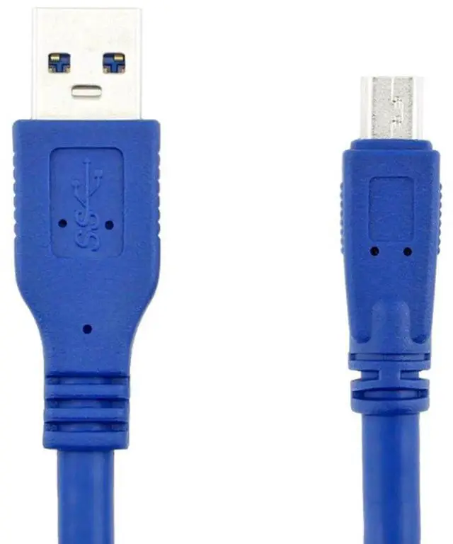 Alt view image 3 of 5 - Aomoproing SuperSpeed USB 3.0 Blue Cable - Type A-Male to Mini B 10-Pin Male - 1 Meter (3 Feet) - Round Blue
