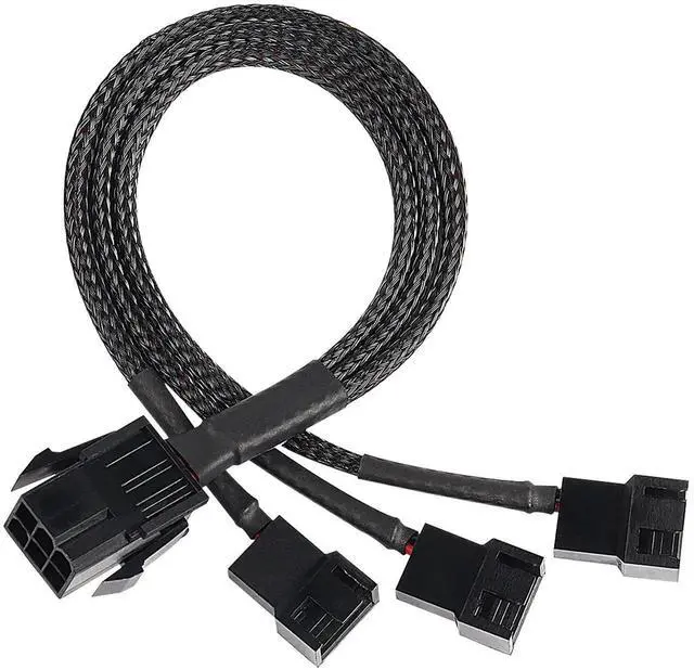 Main image of Aomoproing  6 Pin PCI-E to 6 x 3Pin 4Pin PC Case Fan Sleeved Adapter Cable, 3/4Pin to 6 Pin Male Computer Cooler Cooling Fan Splitter Y Power Cable (Black 6 PIN to 3 x 3pin/4Pin)