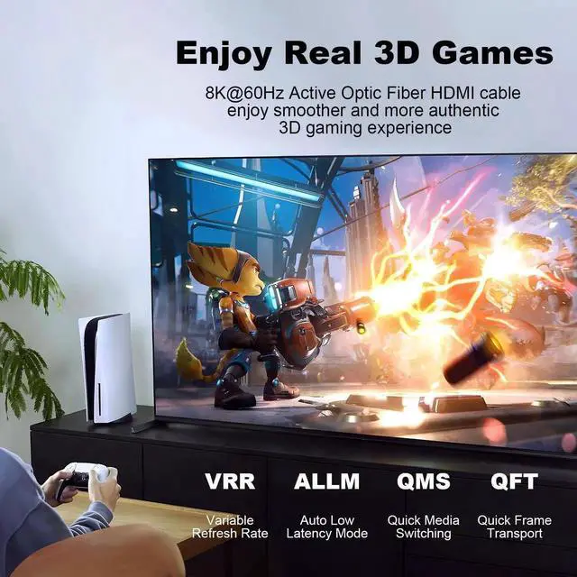 Alt view image 7 of 7 - AOMOPROING HDMI 2.1 Cable 6ft, Bidirectional 48Gbps HDMI 2.1 Cord, 8K 60Hz 4K 120Hz 2K 240Hz High Resolution TV Computer Screen Cable for Home Office Gaming Consoles Mirror or Extend Model