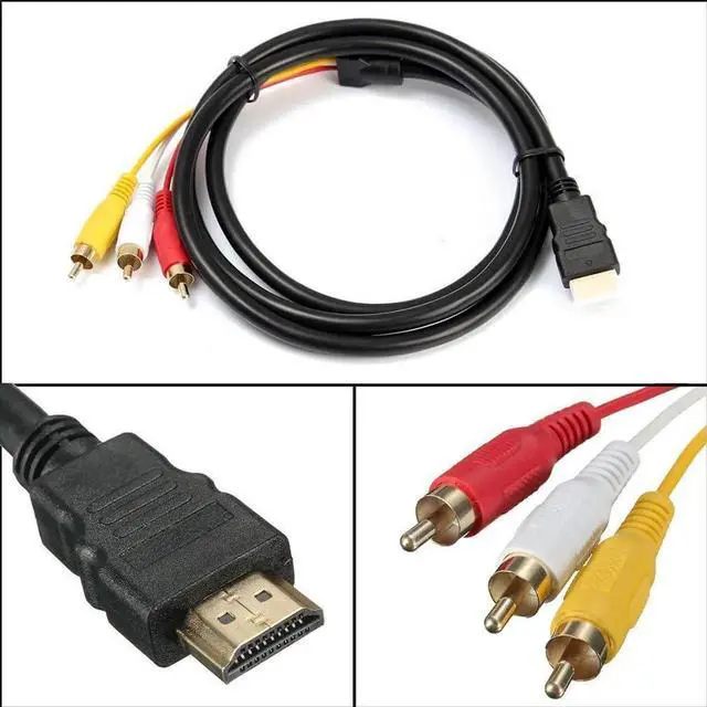 Alt view image 3 of 6 - AOMOPROING HDMI to 3 RCA Cable, 1080P 5ft/1.5m Male to 3-RCA Video Audio AV Lead Wire Connector Adapter Transmitter for TV HDTV DVD(for Device can Transfer Signal,or Work with HDMI/AV Adapter)
