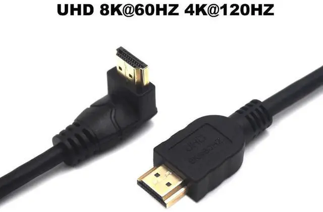 Alt view image 6 of 7 - AOMOPROING 2 Feet 48Gbps HDMI 8K@60Hz Ultra HD Cable, Straight Male to Up Angle Male HDMI 2.1 High Speed Shield Cord for Xbox TV PS4 PS5 Switch, Support 4K@120Hz, 3D Dynamic HDR