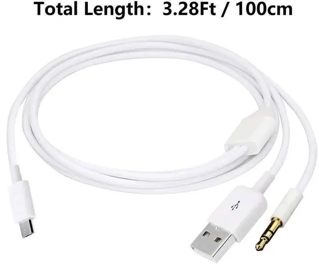 Alt view image 3 of 7 - Aomoproing Audio Charging Cable 2 in1 Aux Cord Micro USB Male to USB Male 3.5mm Aux Standard Audio Plug Jack Connection Cable for Bluetooth Speaker with Micro USB Port 3.28Ft