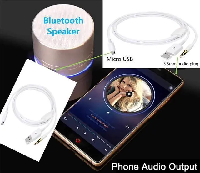 Alt view image 5 of 7 - Aomoproing Audio Charging Cable 2 in1 Aux Cord Micro USB Male to USB Male 3.5mm Aux Standard Audio Plug Jack Connection Cable for Bluetooth Speaker with Micro USB Port 3.28Ft