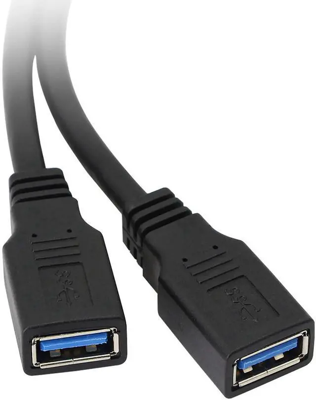 Alt view image 2 of 6 - Aomoproing 2 Port USB 3.0 A to 20 Pin Header Motherboard Cable, Y Splitter Cable Dual Port USB 3.0 A to 20 Pin Female Motherboard Header Adapter 25cm - Black