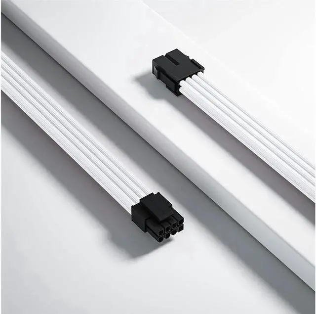 Alt view image 6 of 7 - AOMOPROING Sleeved Cable, White Power Supply Cable Extension Kit, 24PIN ATX, 4+4 PIN EPS, Dual 6+2 PIN PCIE, 6 PIN PCI-E