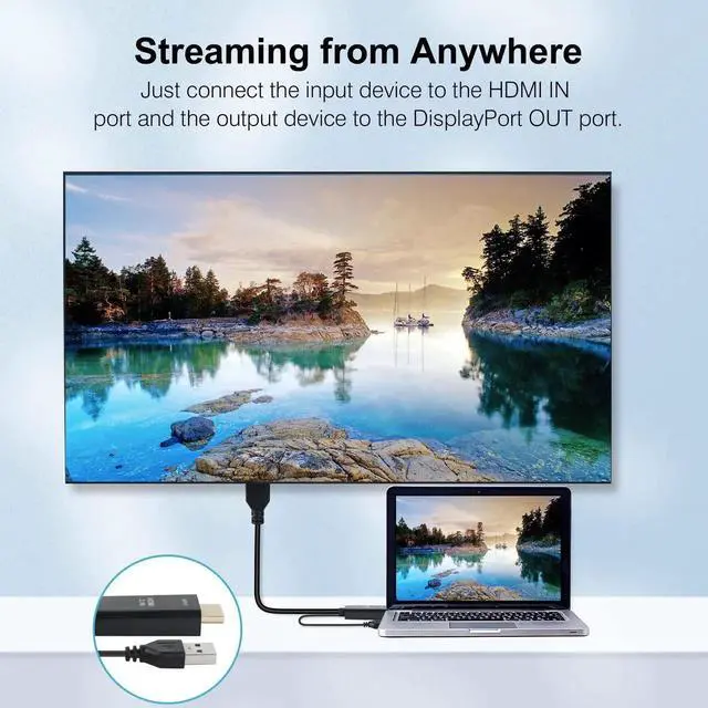 Alt view image 3 of 7 - AOMOPROING 4K@60Hz HDMI to DisplayPort Cable Adapter/Converter with USB Power, Male to Female HDMI to DP Adaptor for Monitor, Support HDMI2.0 HDCP2.2, Compatible with , PS5, NS, Mac Mini(NOT USB Port)