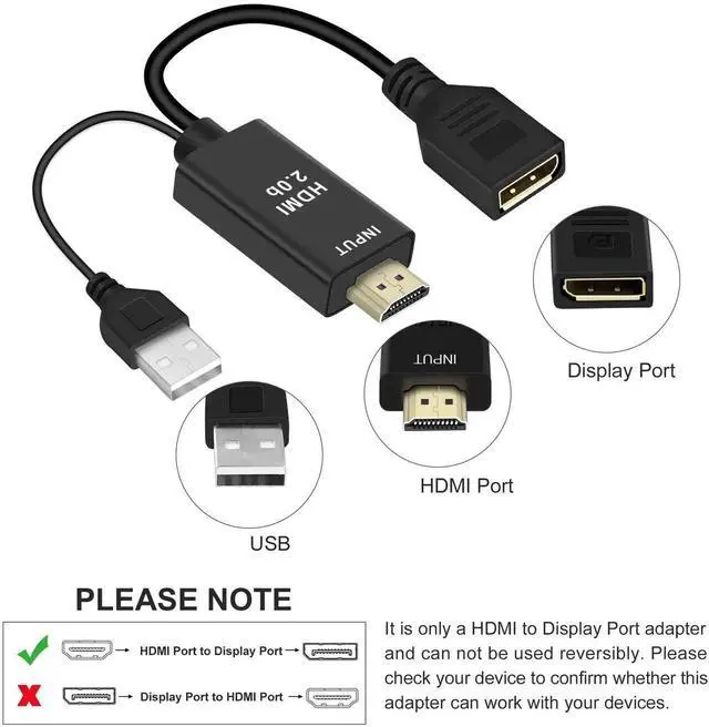 Alt view image 5 of 7 - AOMOPROING 4K@60Hz HDMI to DisplayPort Cable Adapter/Converter with USB Power, Male to Female HDMI to DP Adaptor for Monitor, Support HDMI2.0 HDCP2.2, Compatible with , PS5, NS, Mac Mini(NOT USB Port)
