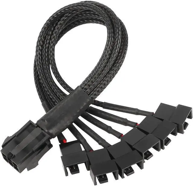 Main image of Aomoproing  6 Pin PCI-E to 6 x 3Pin 4Pin PC Case Fan Sleeved Adapter Cable, 3/4Pin to 6 Pin Male Computer Cooler Cooling Fan Splitter Y Power Cable (Black 6 PIN to 6 x 3pin/4Pin)