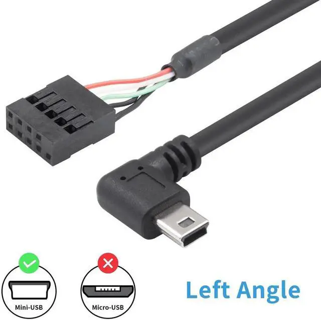 Alt view image 2 of 6 - Aomoproing Mini USB to Motherboard Cable, Right Angled Mini USB Male to 9 Pin Motherboard Female Adapter Dupont Extended Cable1.5FT/50CM