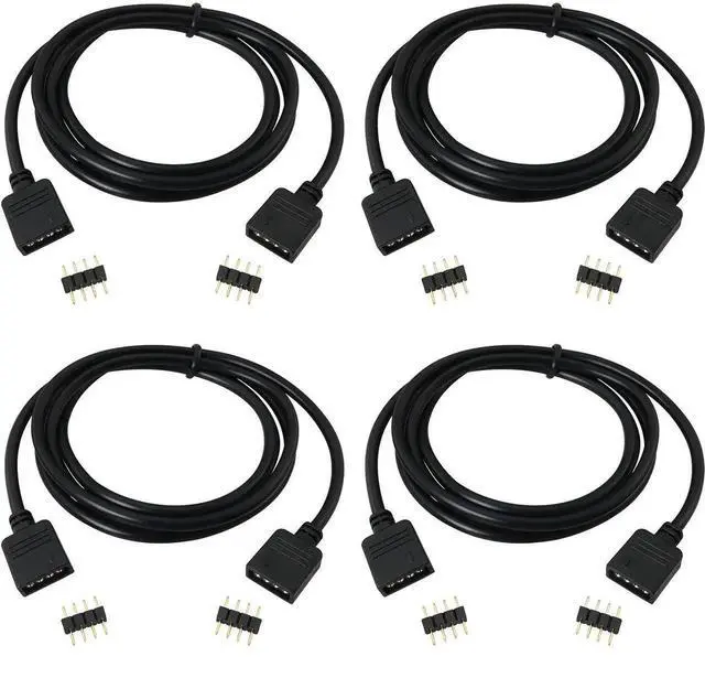 Main image of Aomoproing  4PCS 4 Pin LED Connector RGB Extension Cable LED Strip Connector Extension Cable Cord Wire for Lamp Strip Conversion RGB LED Light Strip