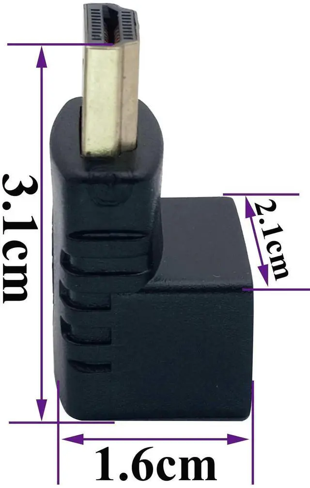 Alt view image 4 of 7 - AOMOPROING 270 Degree HDMI Adapter Right Angle Gold Plated 19 Pin HDMI Male to Female Coupler Connector for 3D and 4K Ultra HD TV Stick HDMI Cable Extension Converter(2 Pack-Down)