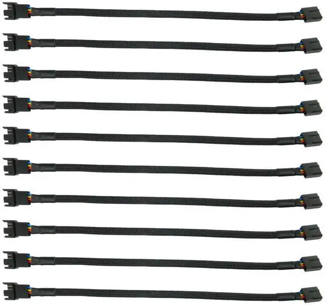Main image of Aomopro10PCS 4-Pin PWM Fan Splitter Cable 1 to1 Sleeved Braided Adapter Computer PC Fan Extension Power Supply Cable Converter Cord Wire Compatible with Computer ATX Case 4-Pin/3-Pin Cooling Fan Cable