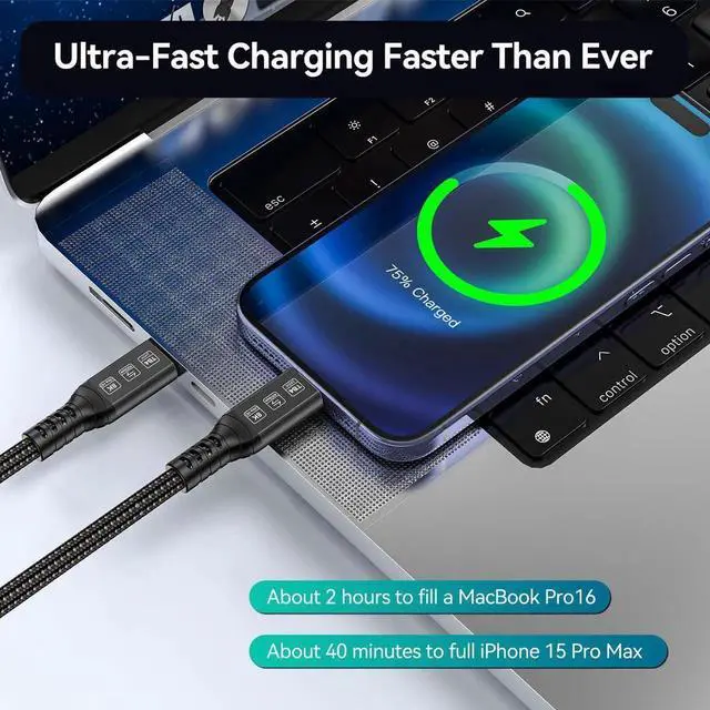 Alt view image 5 of 7 - AOMOPROING USB 4 Cable for Thunderbolt 4 Cable 3.3ft, 40Gbps USB C Thunderbolt Cables, 240W USB-C to USB C Cable Support 8K 60Hz Video, Compatible with Thunderbolt 4/3, USB4/3, Type C