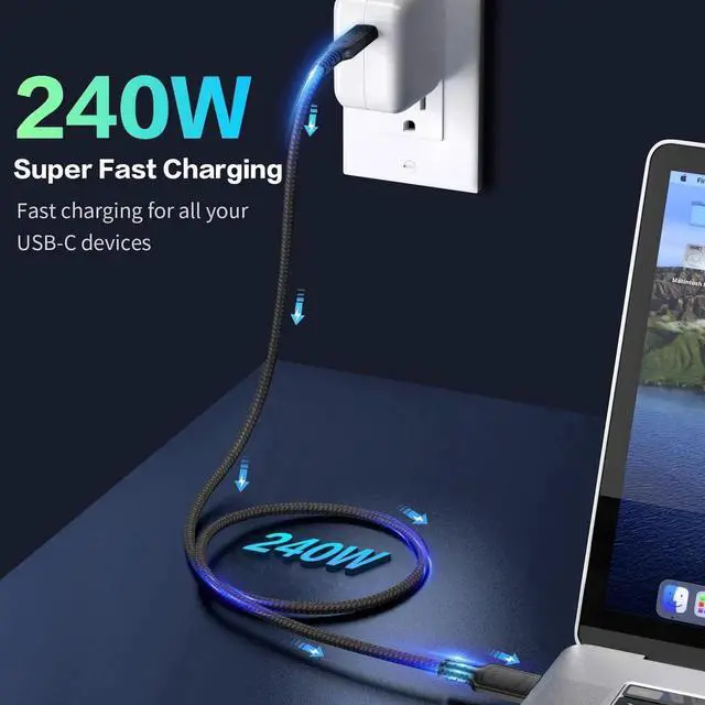 Alt view image 6 of 7 - AOMOPROING USB 4 Cable for Thunderbolt 4 Cable 3.3ft, 40Gbps USB C Thunderbolt Cables, 240W USB-C to USB C Cable Support 8K 60Hz Video, Compatible with Thunderbolt 4/3, USB4/3, Type C